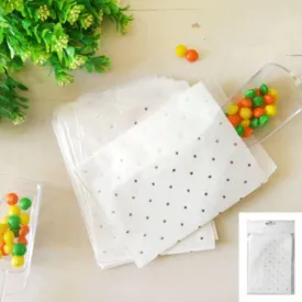 10 Pack Metallic Mini Silver Dotty Treat Bags