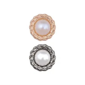 10mm (16L) Round Shape Shiny Decorative Rim Pearl Buttons