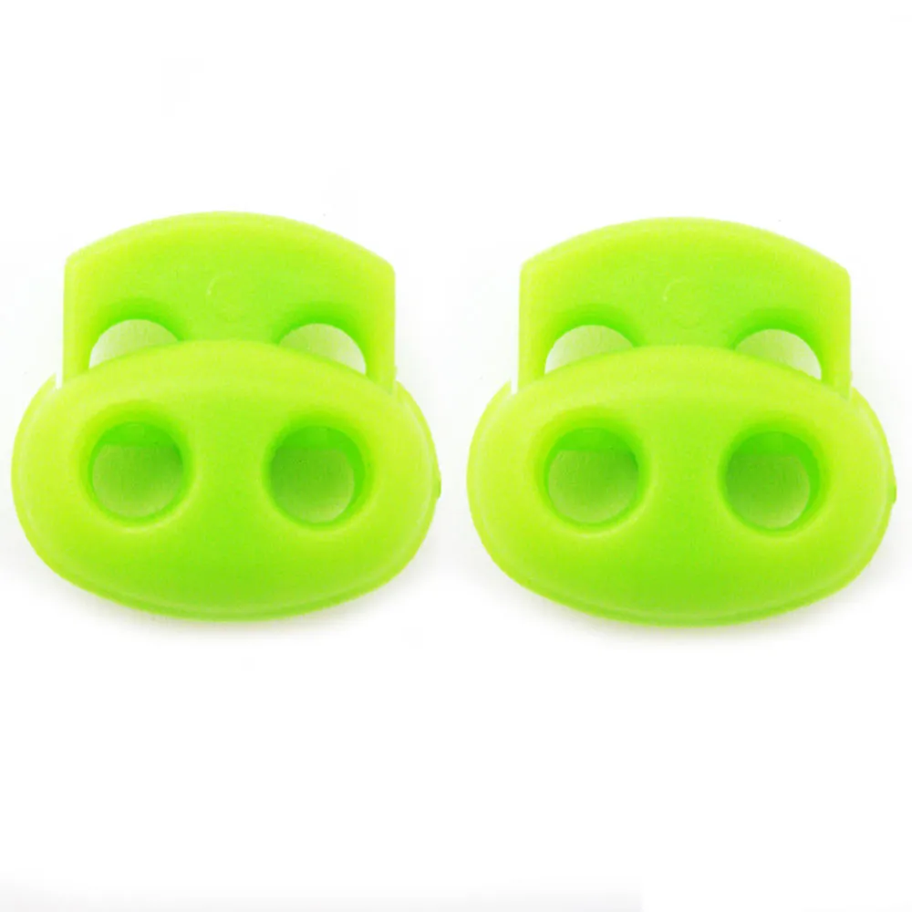 2 Shoe Lace Buckle Stopper Shoelace Rope Clamp Cord Lock Run Sports Clips Green