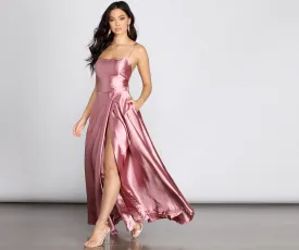 Anne Formal Lattice Satin Dress