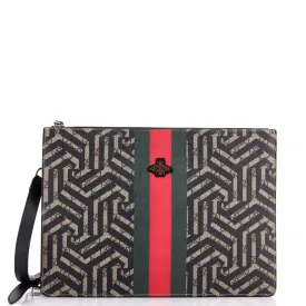 Bee Web Zip Messenger Bag Caleido GG Coated Canvas Large