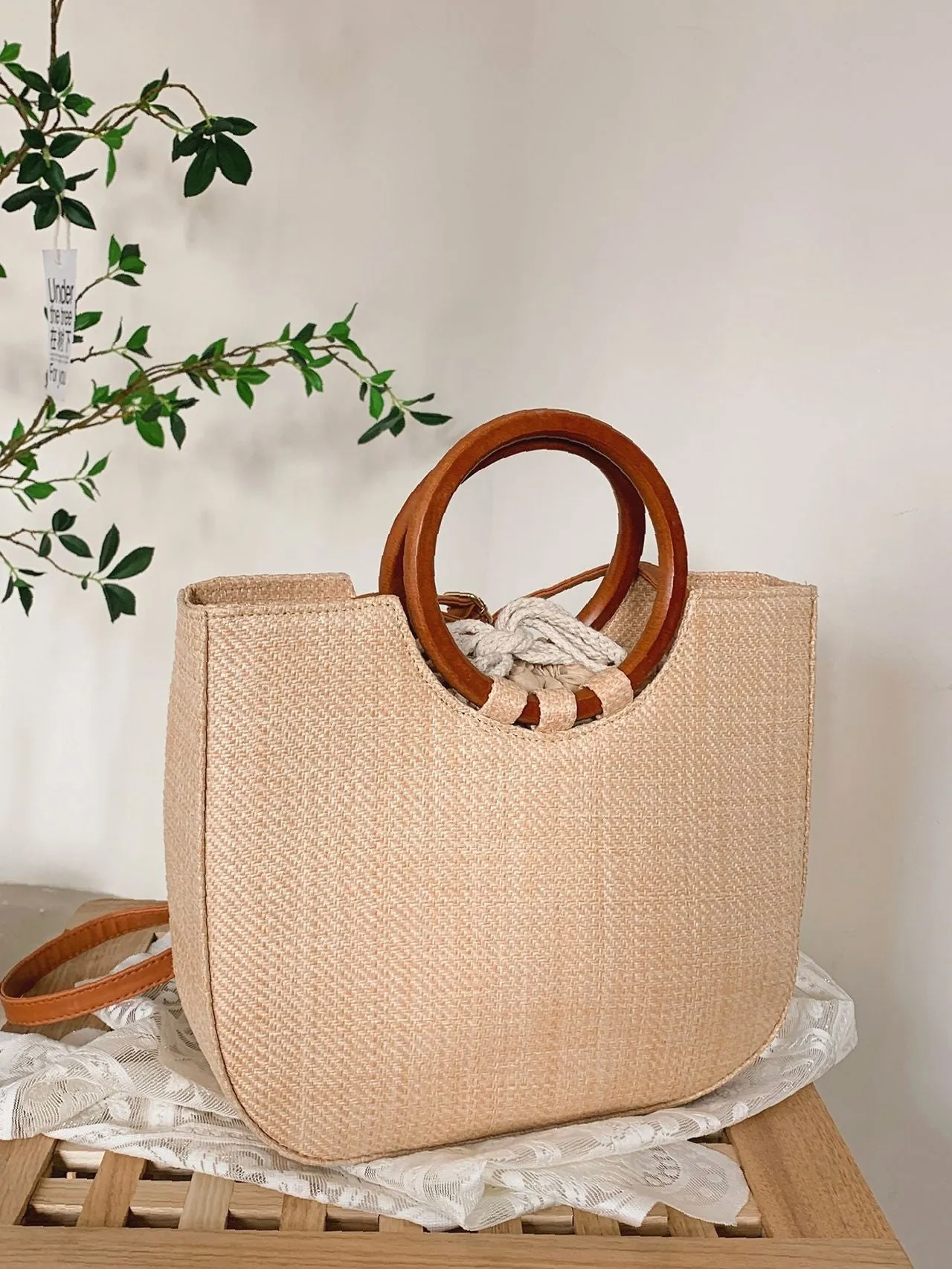 binfenxie - Minimalist Drawstring Top Handle Bag  - Women Tote Bags