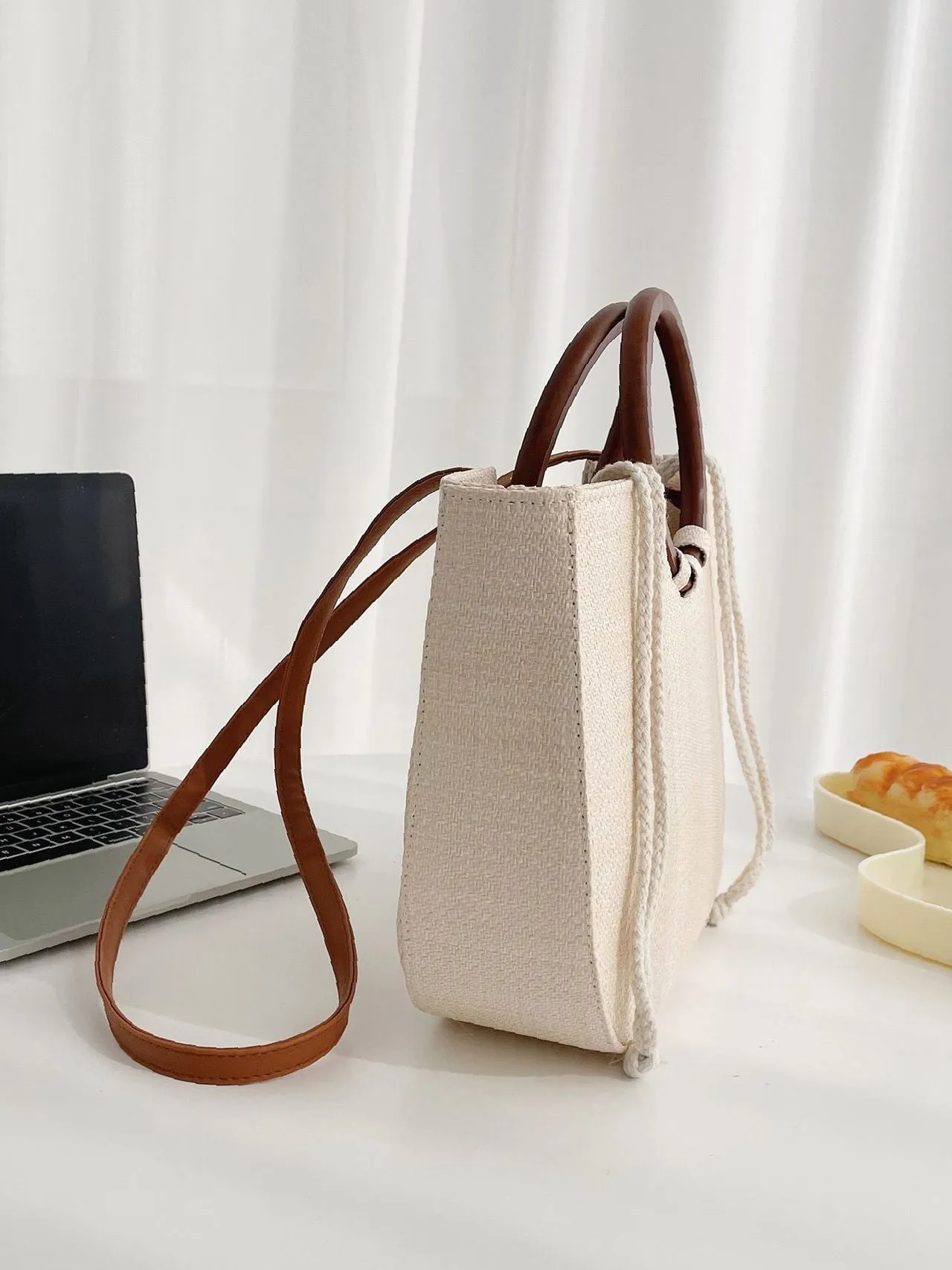 binfenxie - Minimalist Drawstring Top Handle Bag  - Women Tote Bags