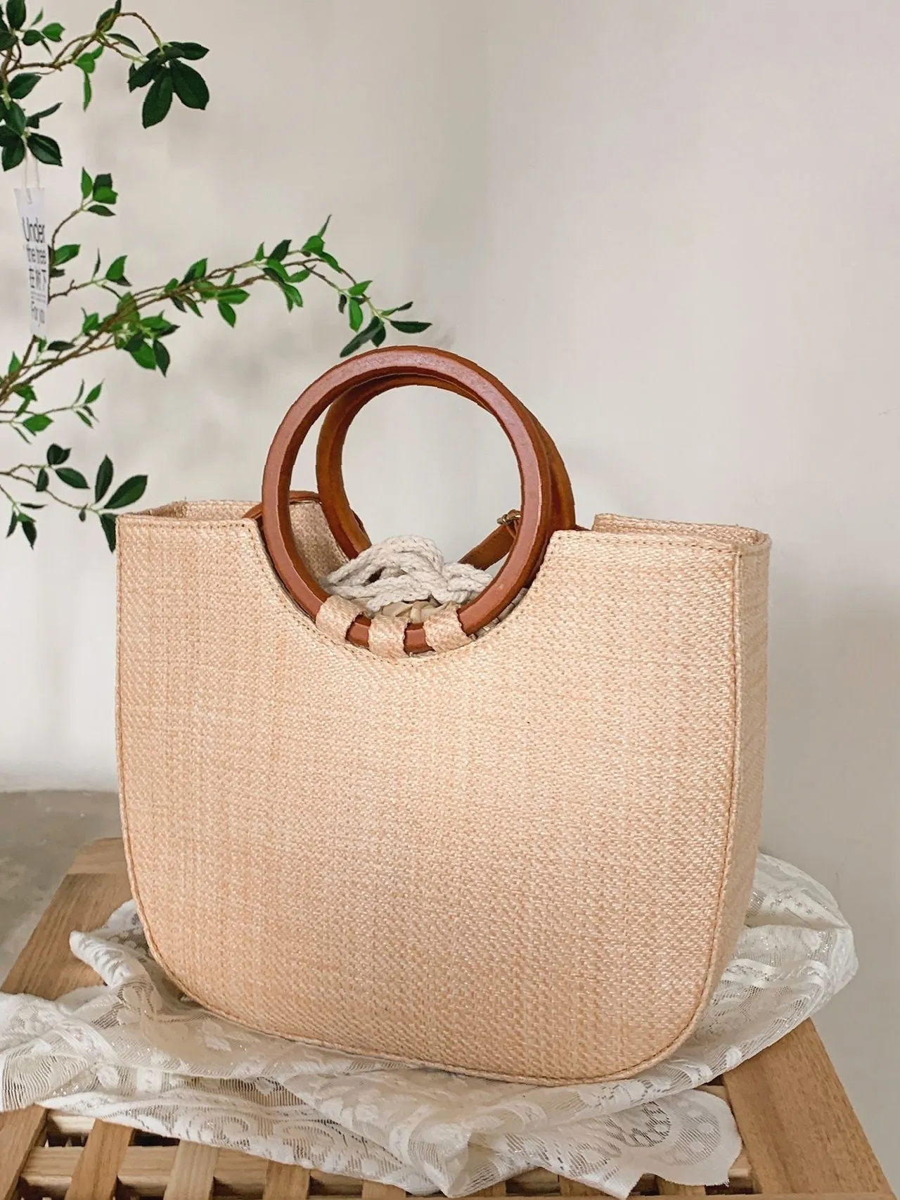 binfenxie - Minimalist Drawstring Top Handle Bag  - Women Tote Bags