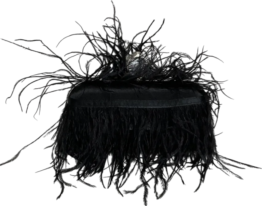 boohoo Black Faux Fur Clutch Bag One Size