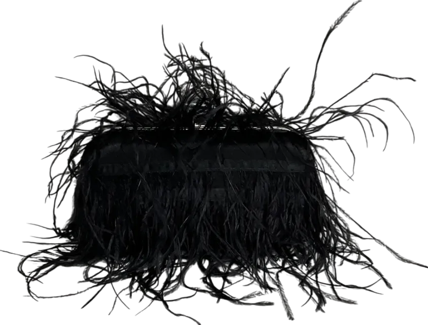 boohoo Black Faux Fur Clutch Bag One Size