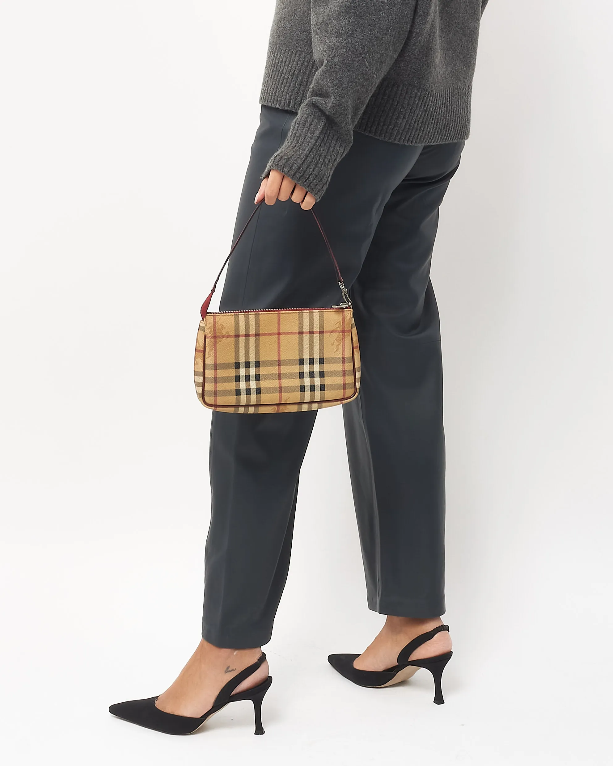 Burberry Haymarket Check Coated Canvas Pochette D'Accessoires