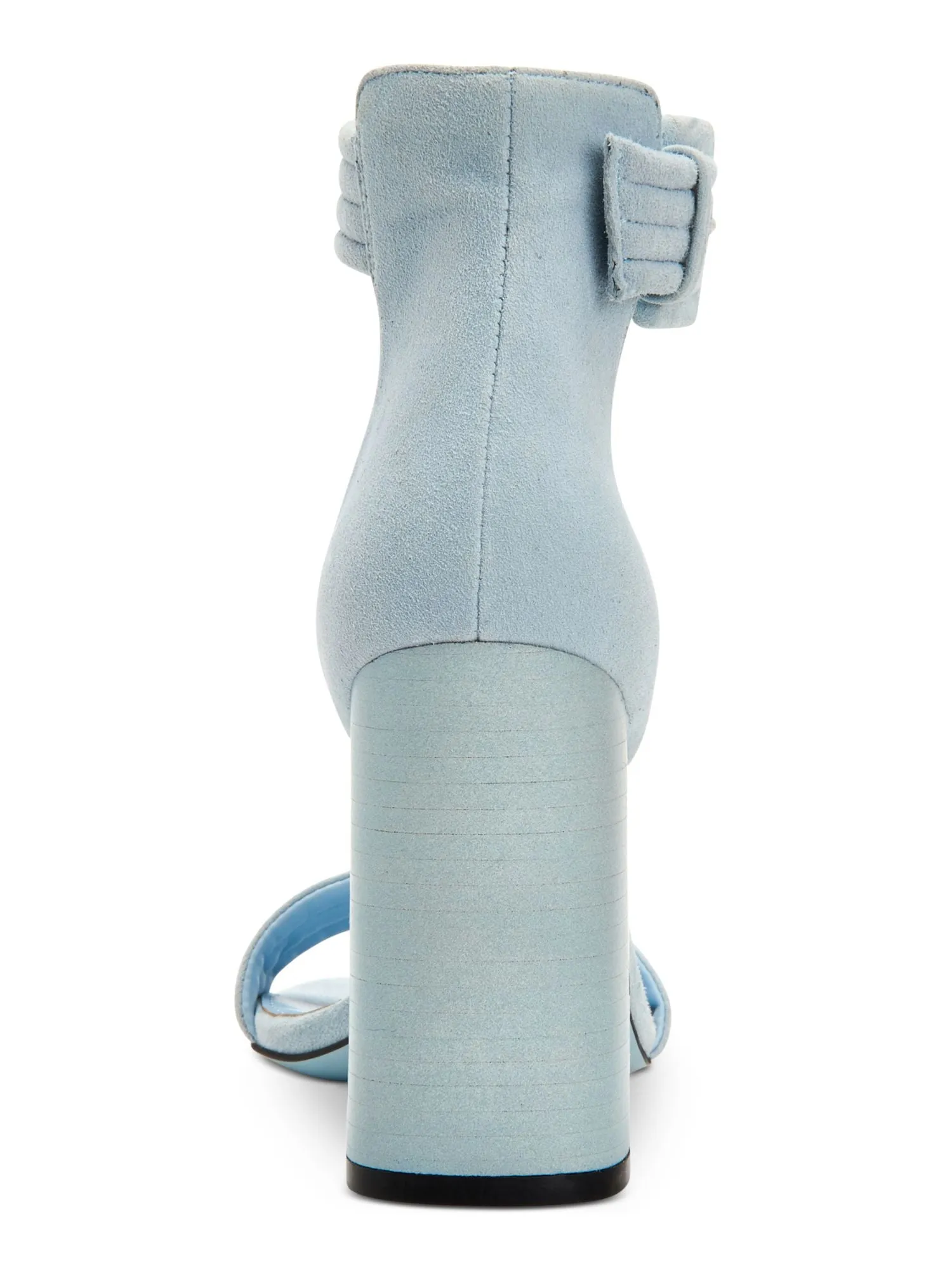 CALVIN KLEIN Womens Light Blue Padded Ankle Strap Rochanda Square Toe Block Heel Buckle Leather Sandals Shoes M
