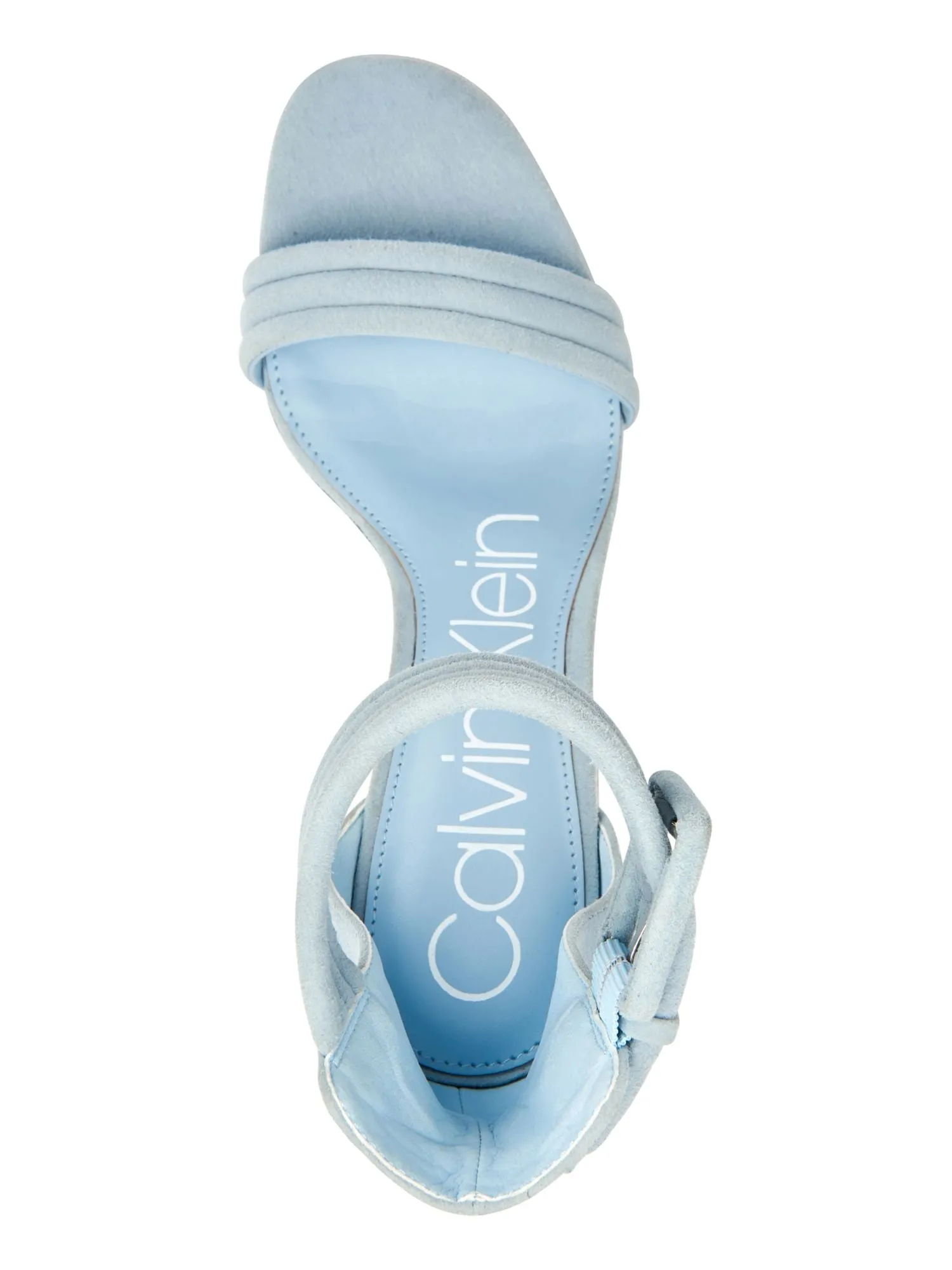 CALVIN KLEIN Womens Light Blue Padded Ankle Strap Rochanda Square Toe Block Heel Buckle Leather Sandals Shoes M