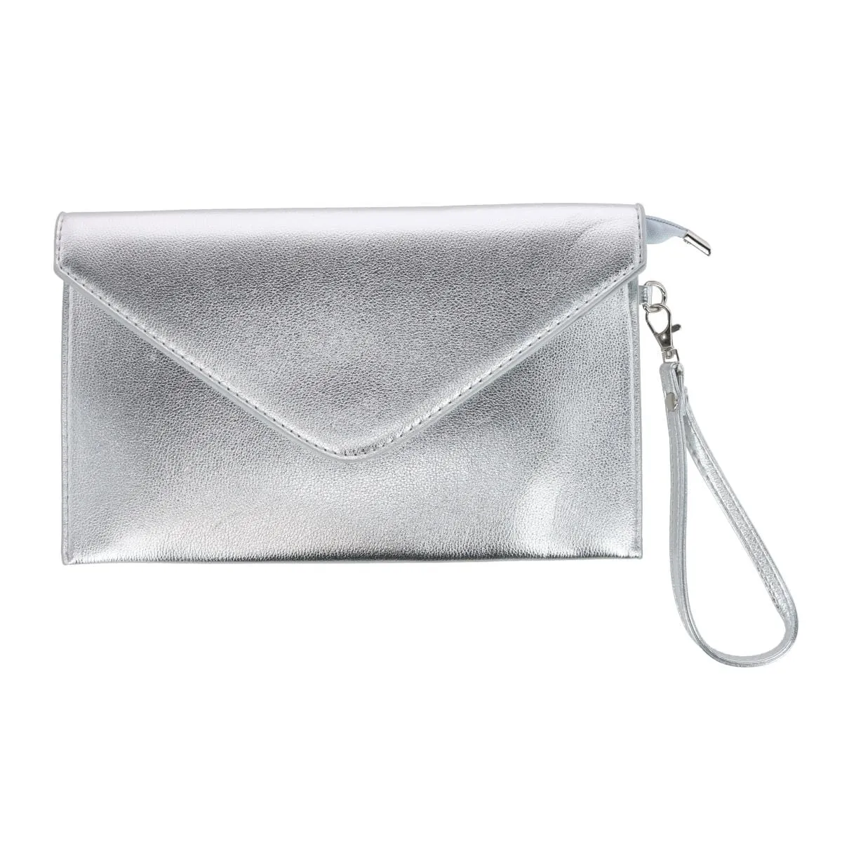 CTM® Women's Glossy Metallic Envelope Wristlet Clutch Handbag