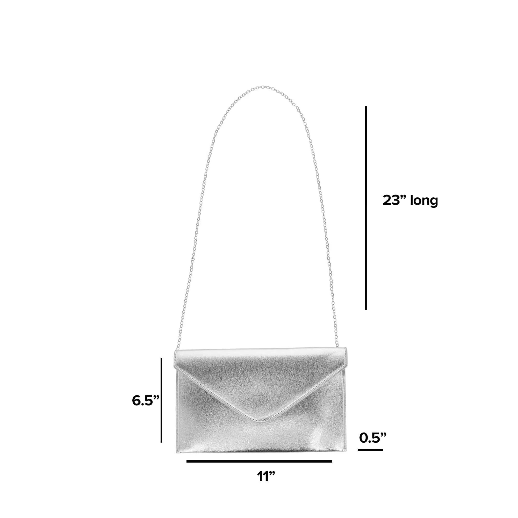 CTM® Women's Glossy Metallic Envelope Wristlet Clutch Handbag