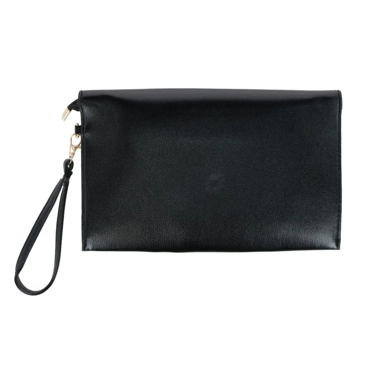 CTM® Women's Glossy Metallic Envelope Wristlet Clutch Handbag