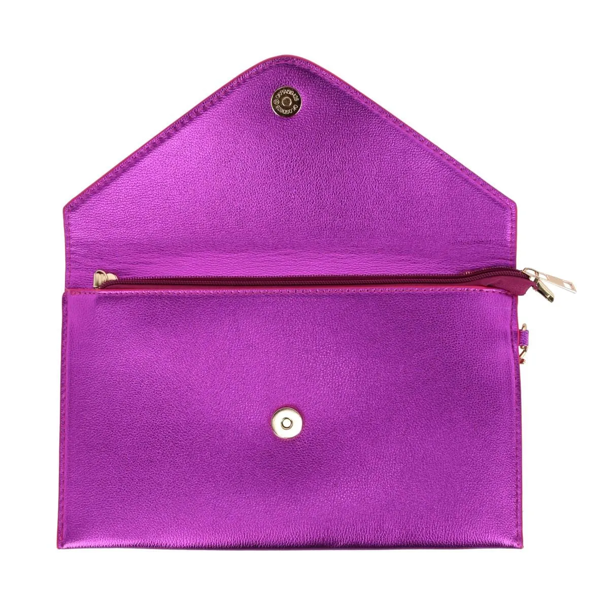 CTM® Women's Glossy Metallic Envelope Wristlet Clutch Handbag