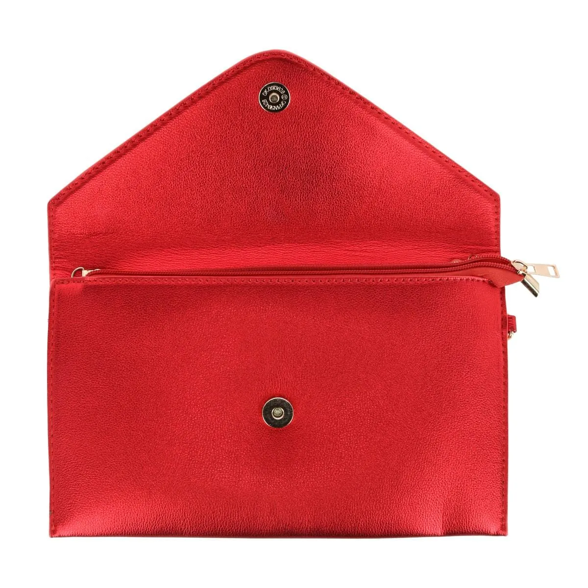 CTM® Women's Glossy Metallic Envelope Wristlet Clutch Handbag