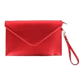 CTM® Women's Glossy Metallic Envelope Wristlet Clutch Handbag