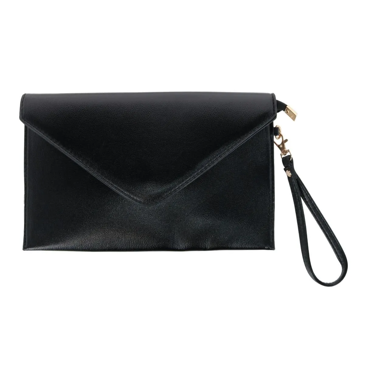 CTM® Women's Glossy Metallic Envelope Wristlet Clutch Handbag
