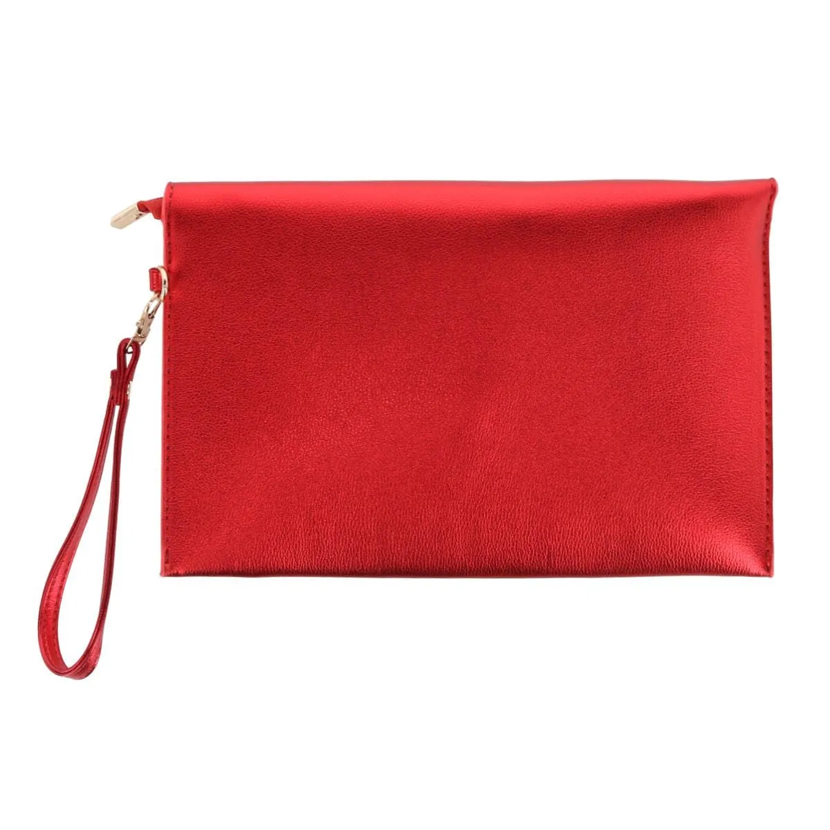 CTM® Women's Glossy Metallic Envelope Wristlet Clutch Handbag