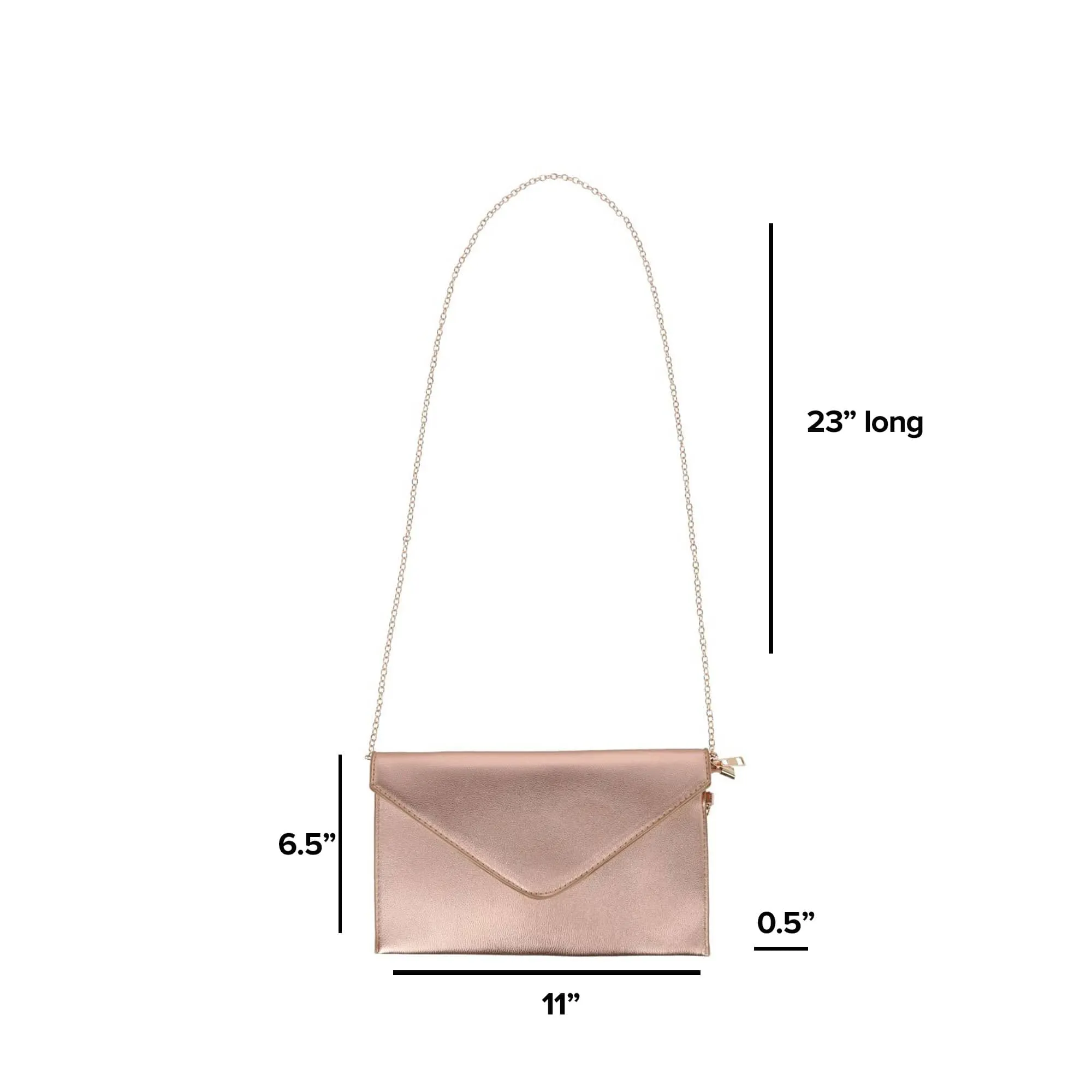 CTM® Women's Glossy Metallic Envelope Wristlet Clutch Handbag