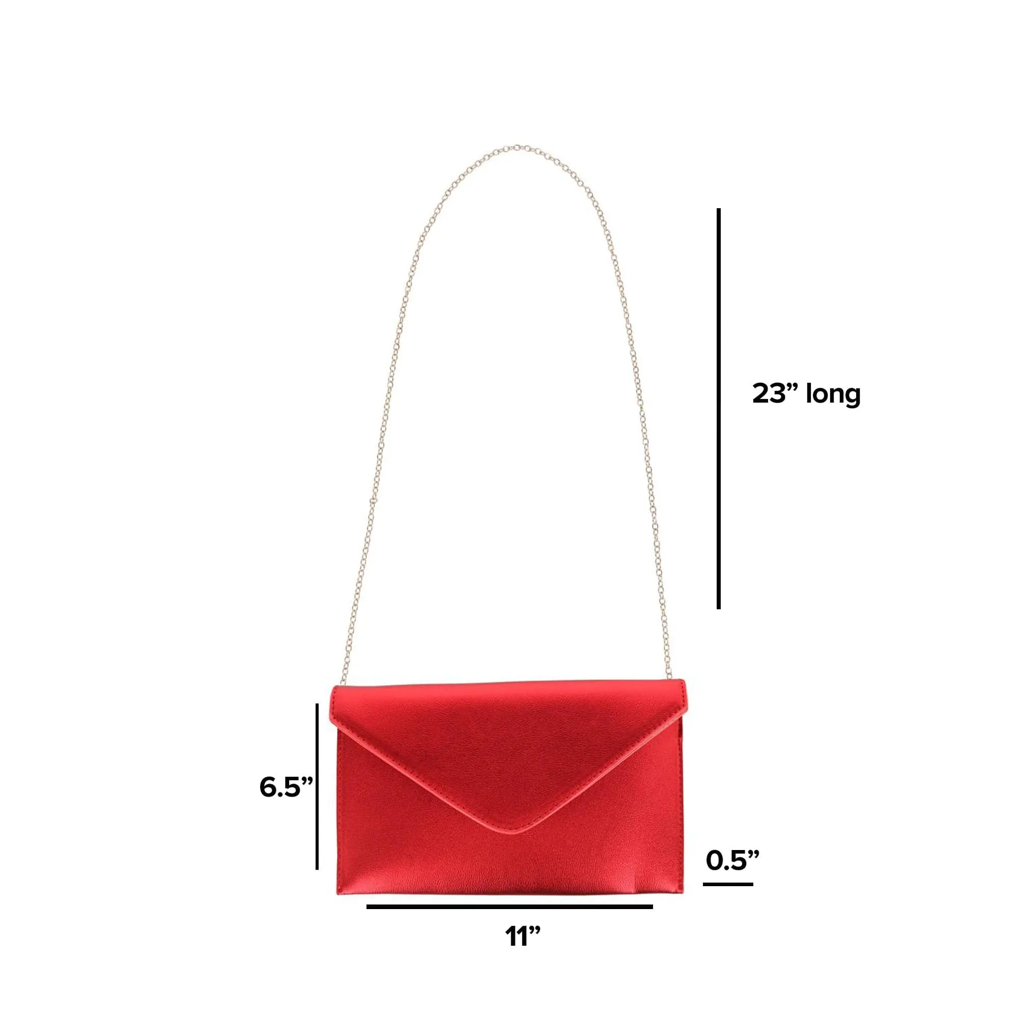 CTM® Women's Glossy Metallic Envelope Wristlet Clutch Handbag