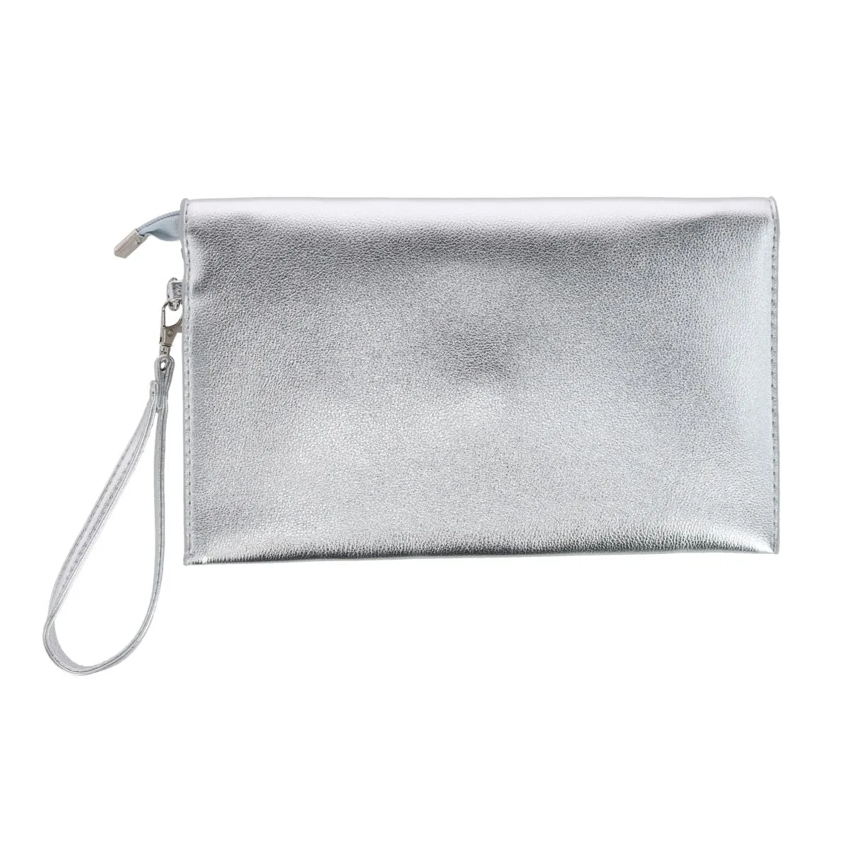 CTM® Women's Glossy Metallic Envelope Wristlet Clutch Handbag