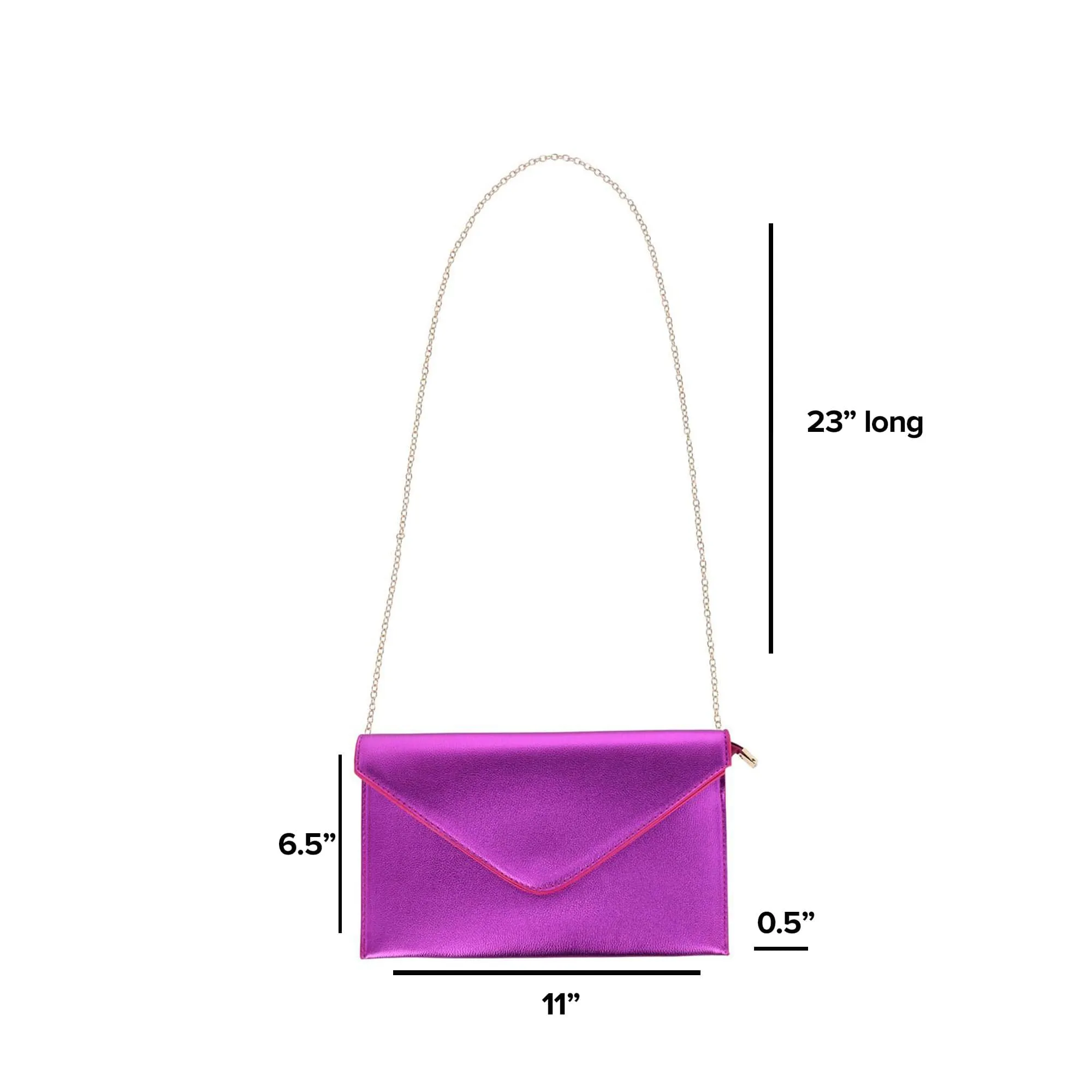 CTM® Women's Glossy Metallic Envelope Wristlet Clutch Handbag