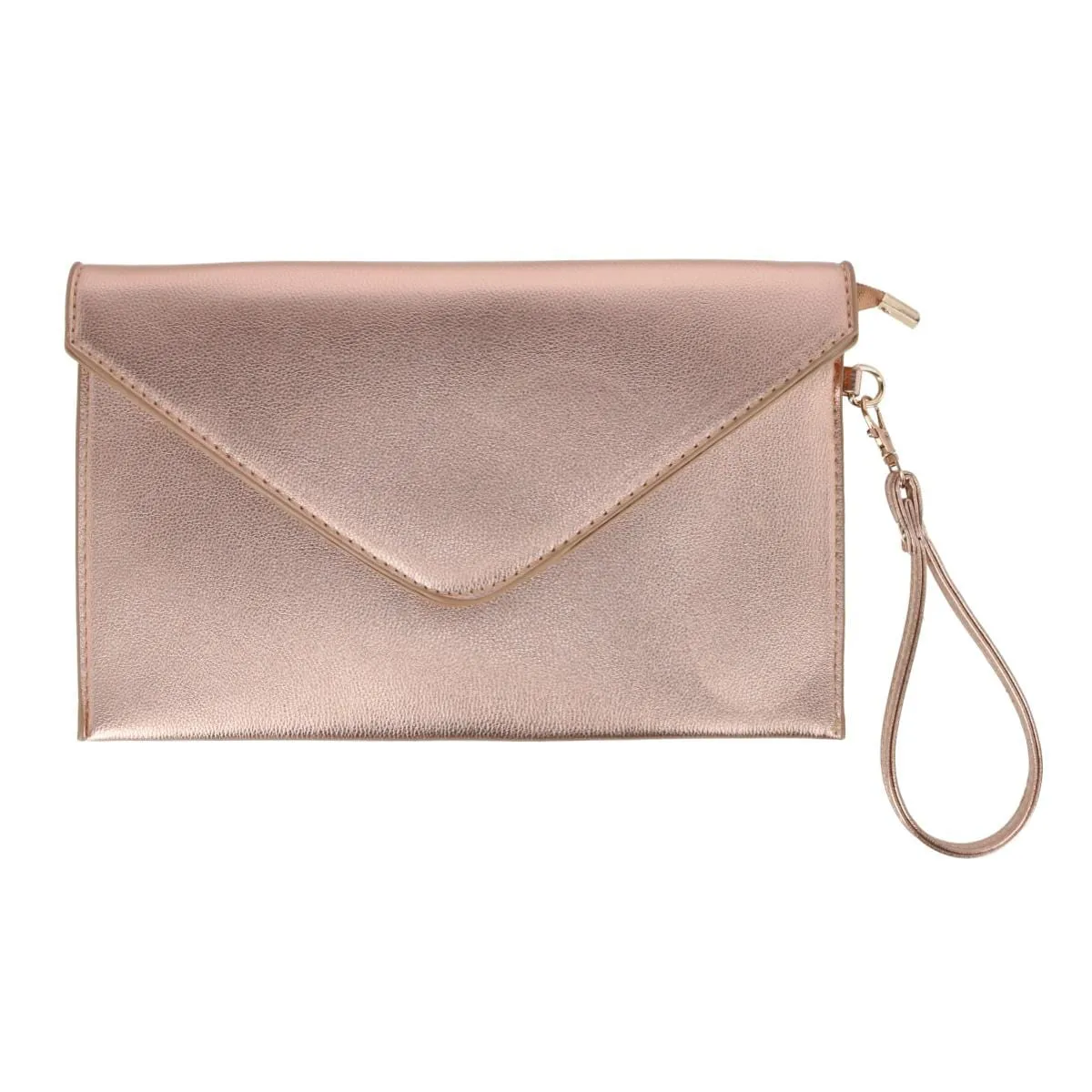 CTM® Women's Glossy Metallic Envelope Wristlet Clutch Handbag