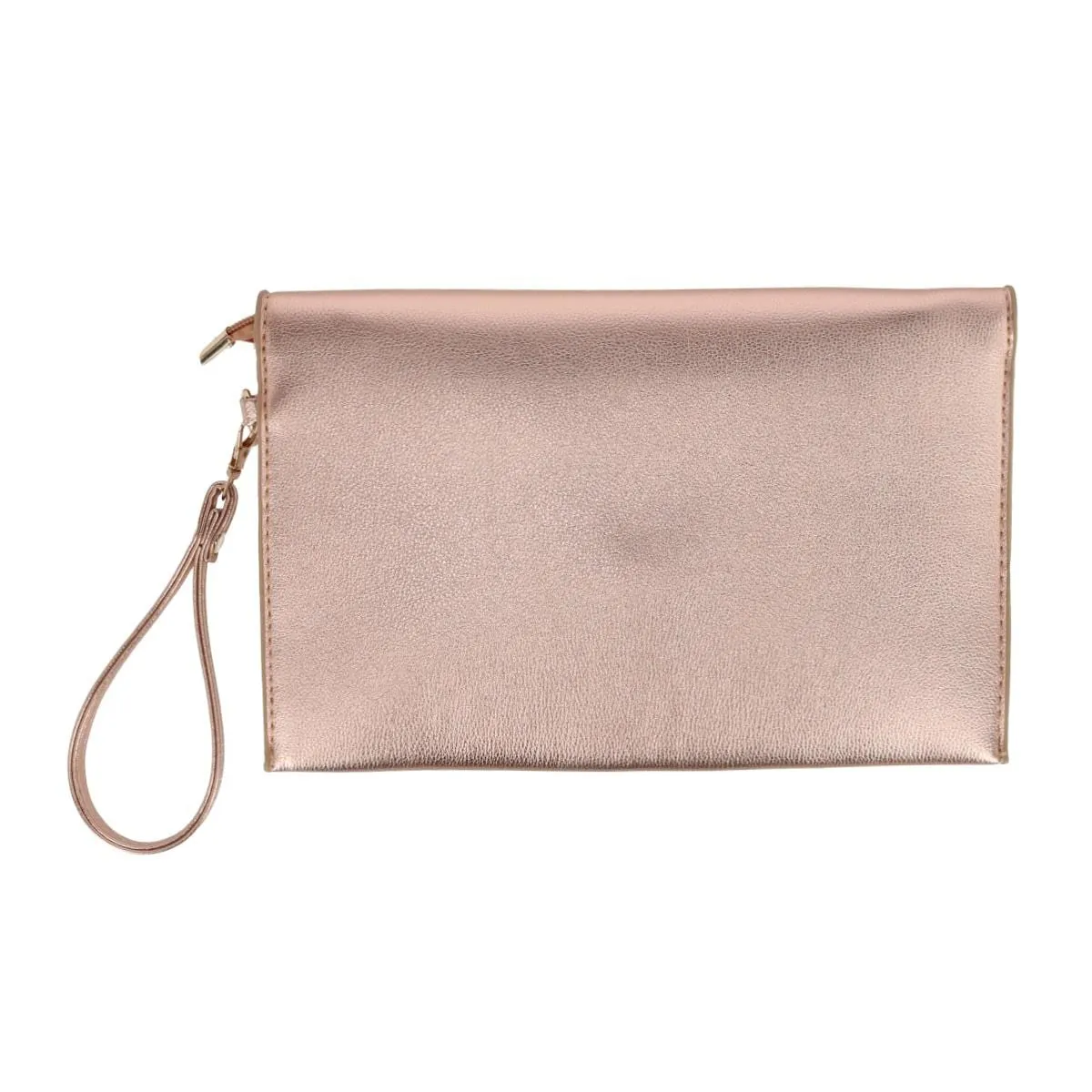 CTM® Women's Glossy Metallic Envelope Wristlet Clutch Handbag