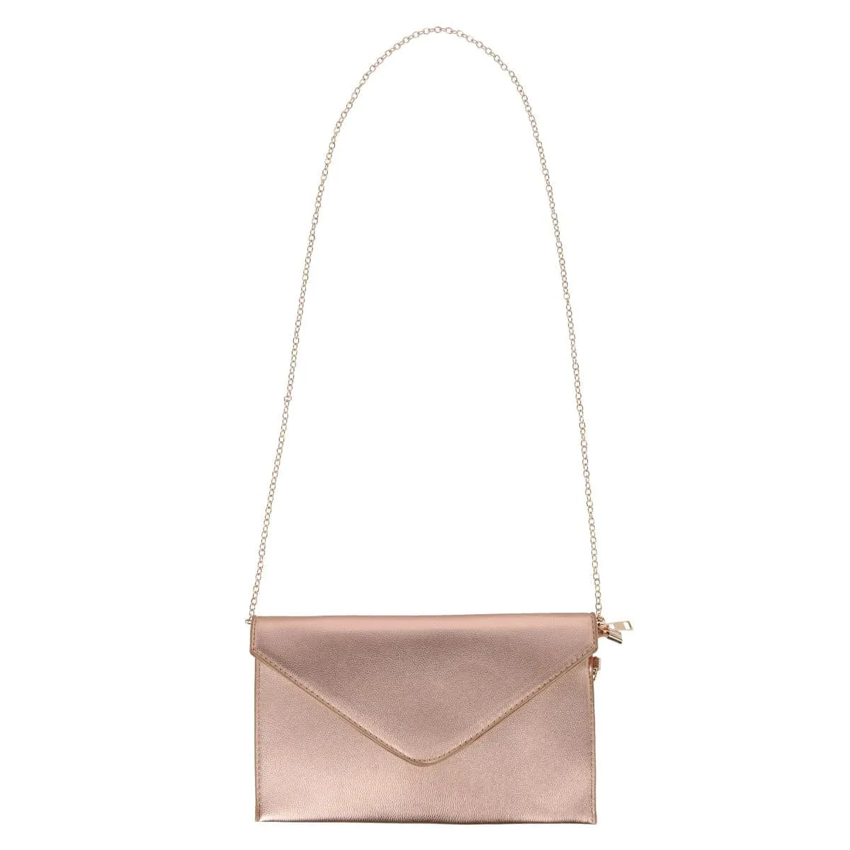 CTM® Women's Glossy Metallic Envelope Wristlet Clutch Handbag