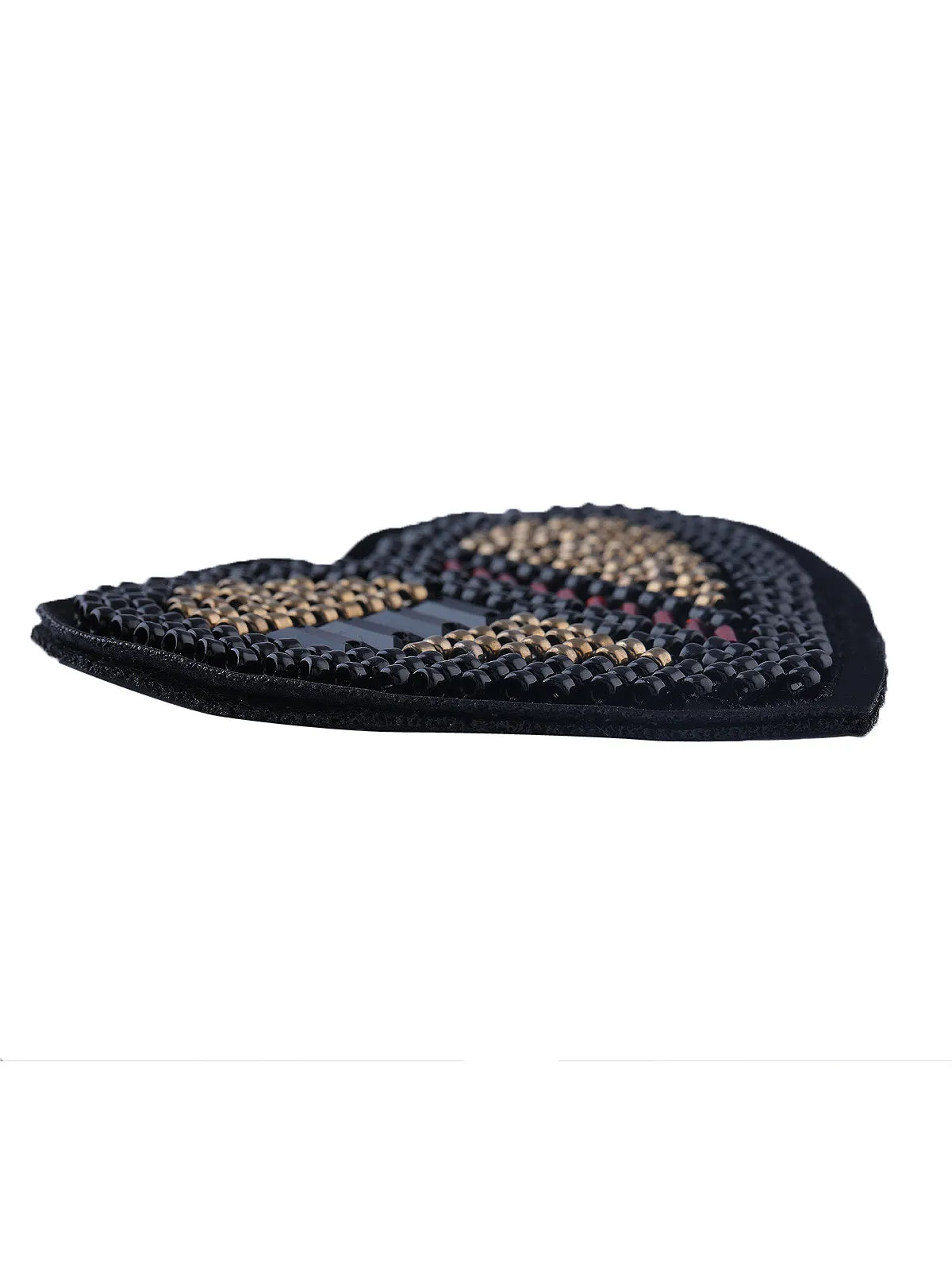 Decorative Black with Multicolor Beaded Heart Patch