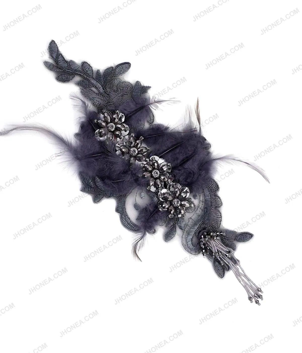 Decorative Designer Diamonds Beaded Tassel Embroidery Patch