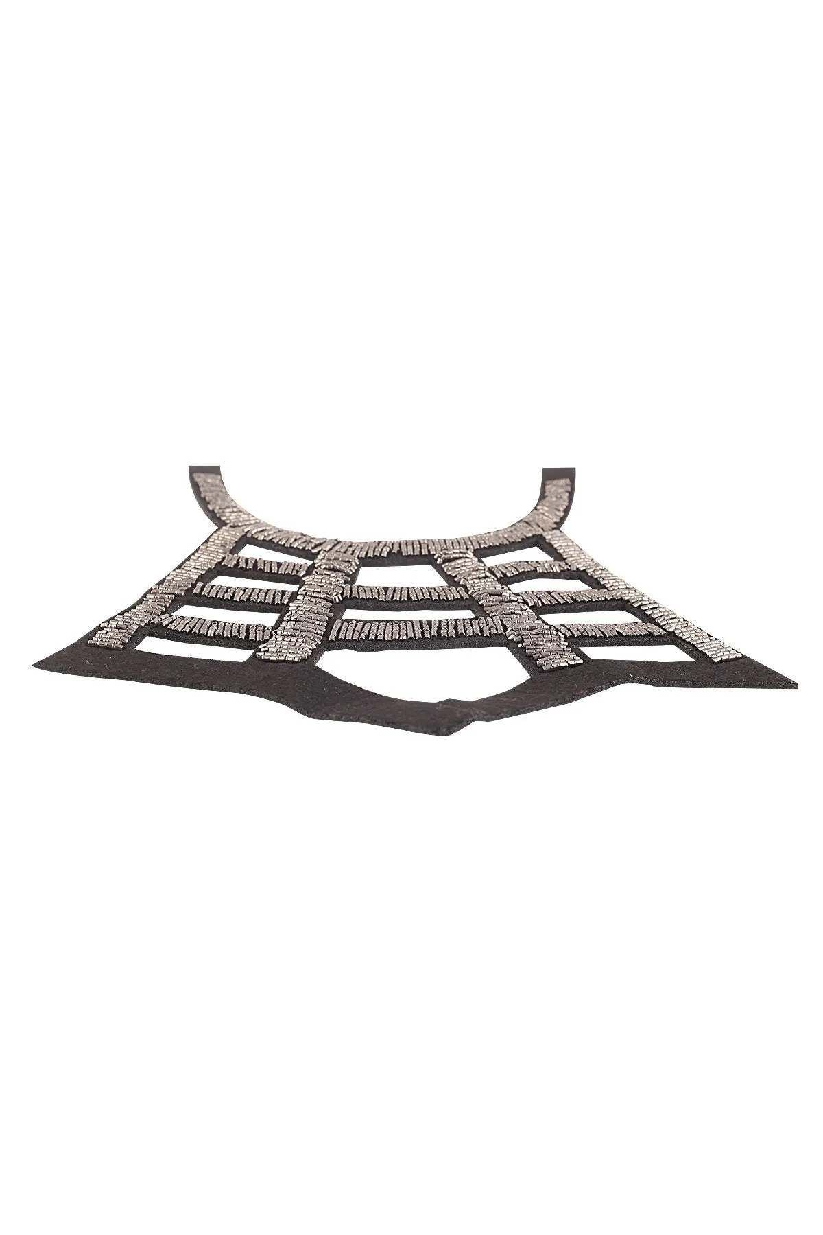 Decorative Handmade Gunmetal Beaded Sew on Neck