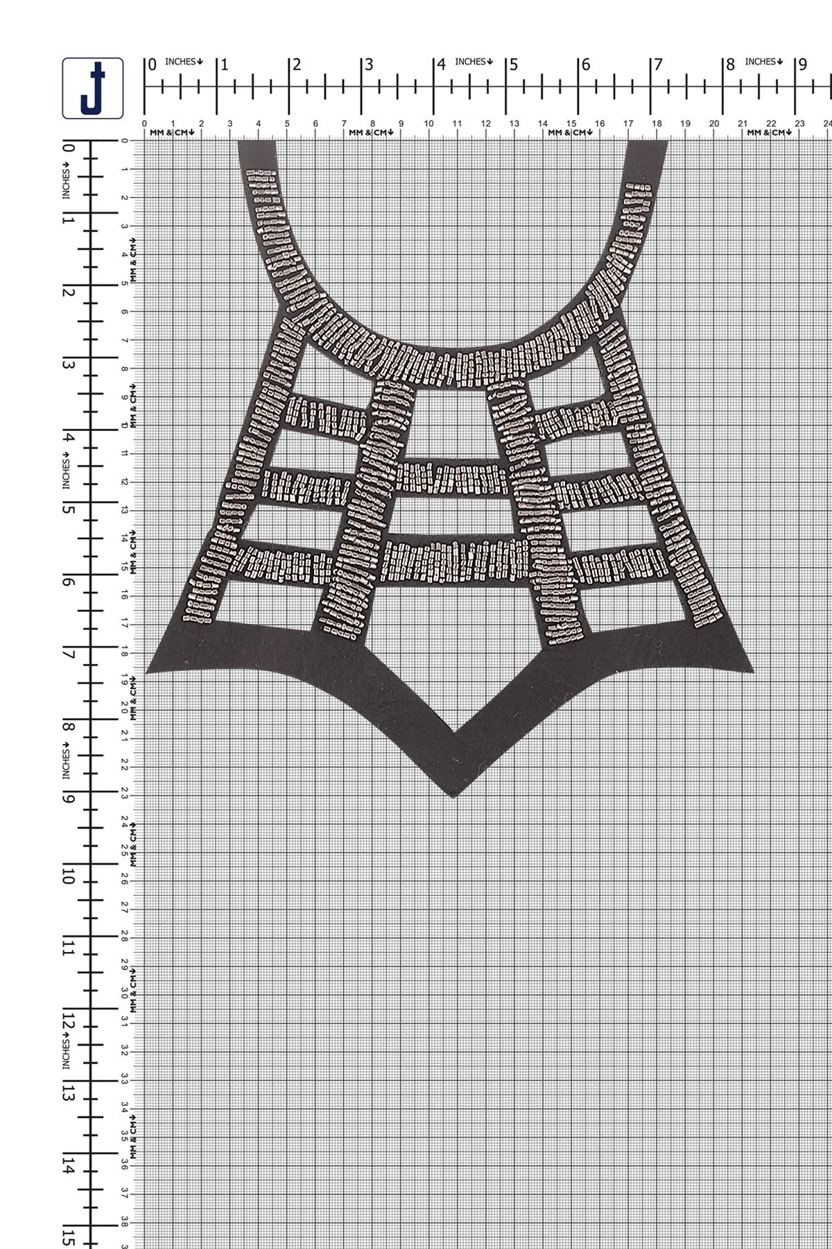 Decorative Handmade Gunmetal Beaded Sew on Neck