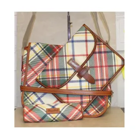 Dooney & Bourke Set: Plaid Messenger Bag, Ipad Case, & Pencil Case