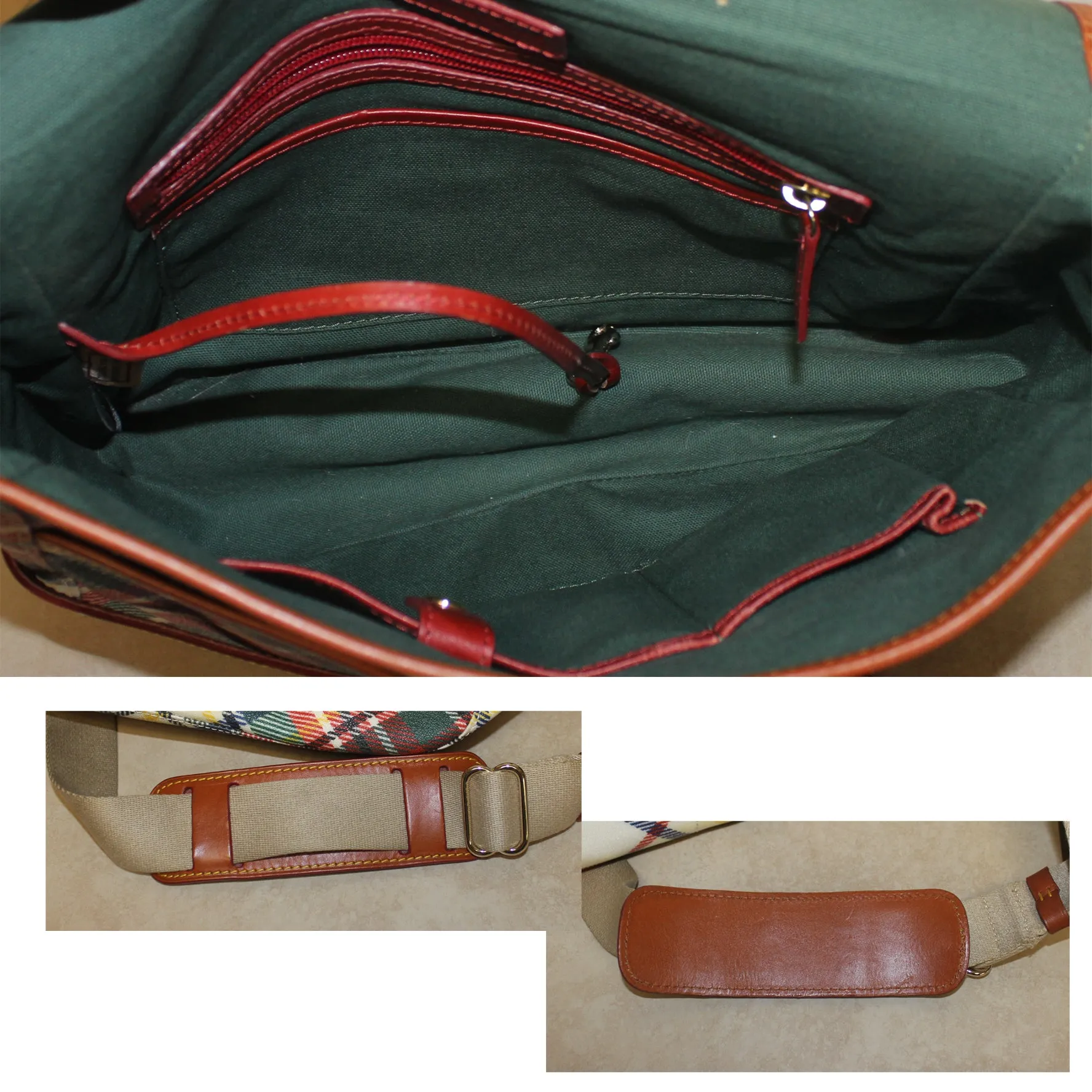 Dooney & Bourke Set: Plaid Messenger Bag, Ipad Case, & Pencil Case
