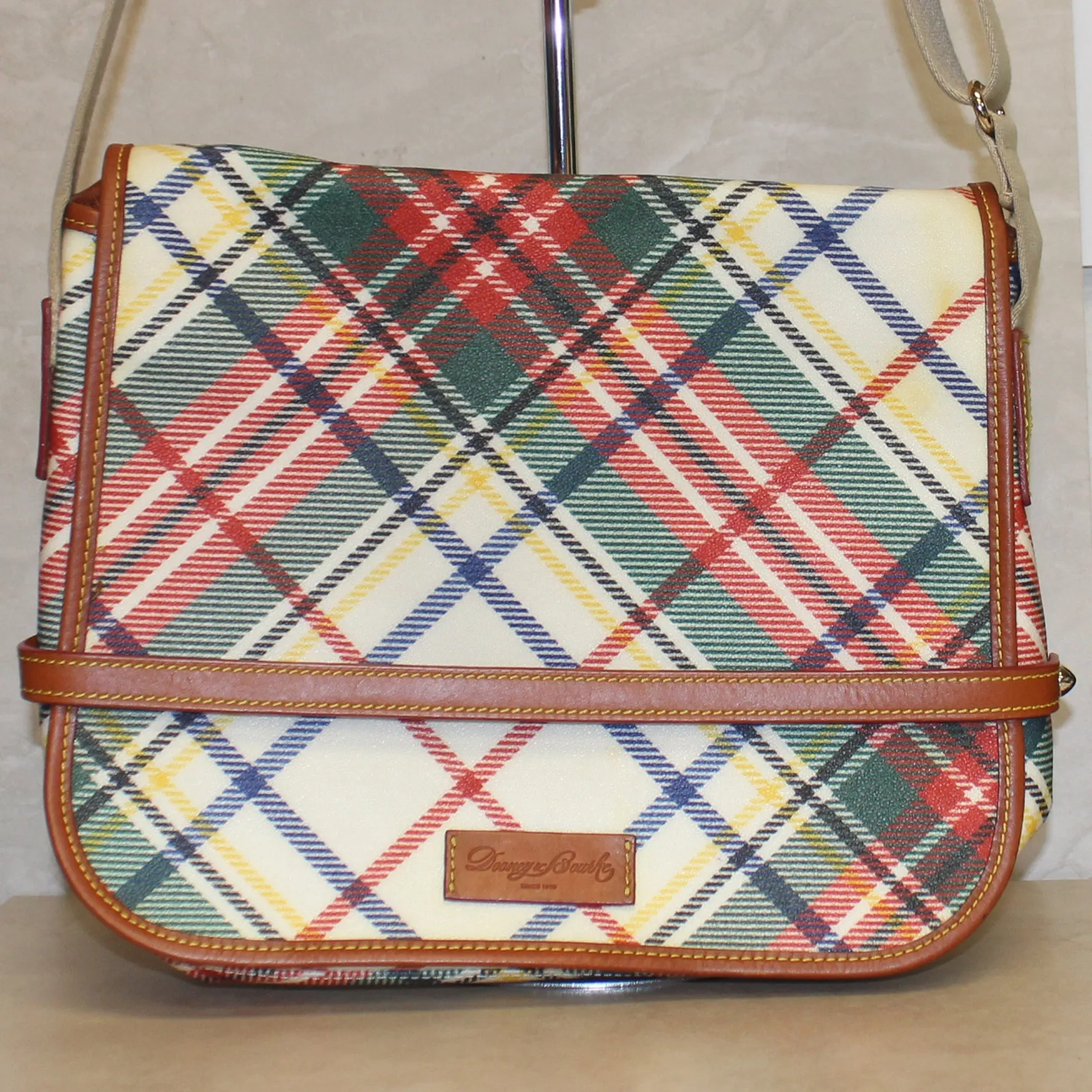 Dooney & Bourke Set: Plaid Messenger Bag, Ipad Case, & Pencil Case