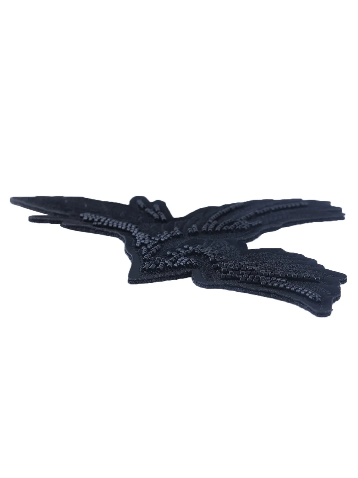 Embroidered Black Bird Beaded Patch