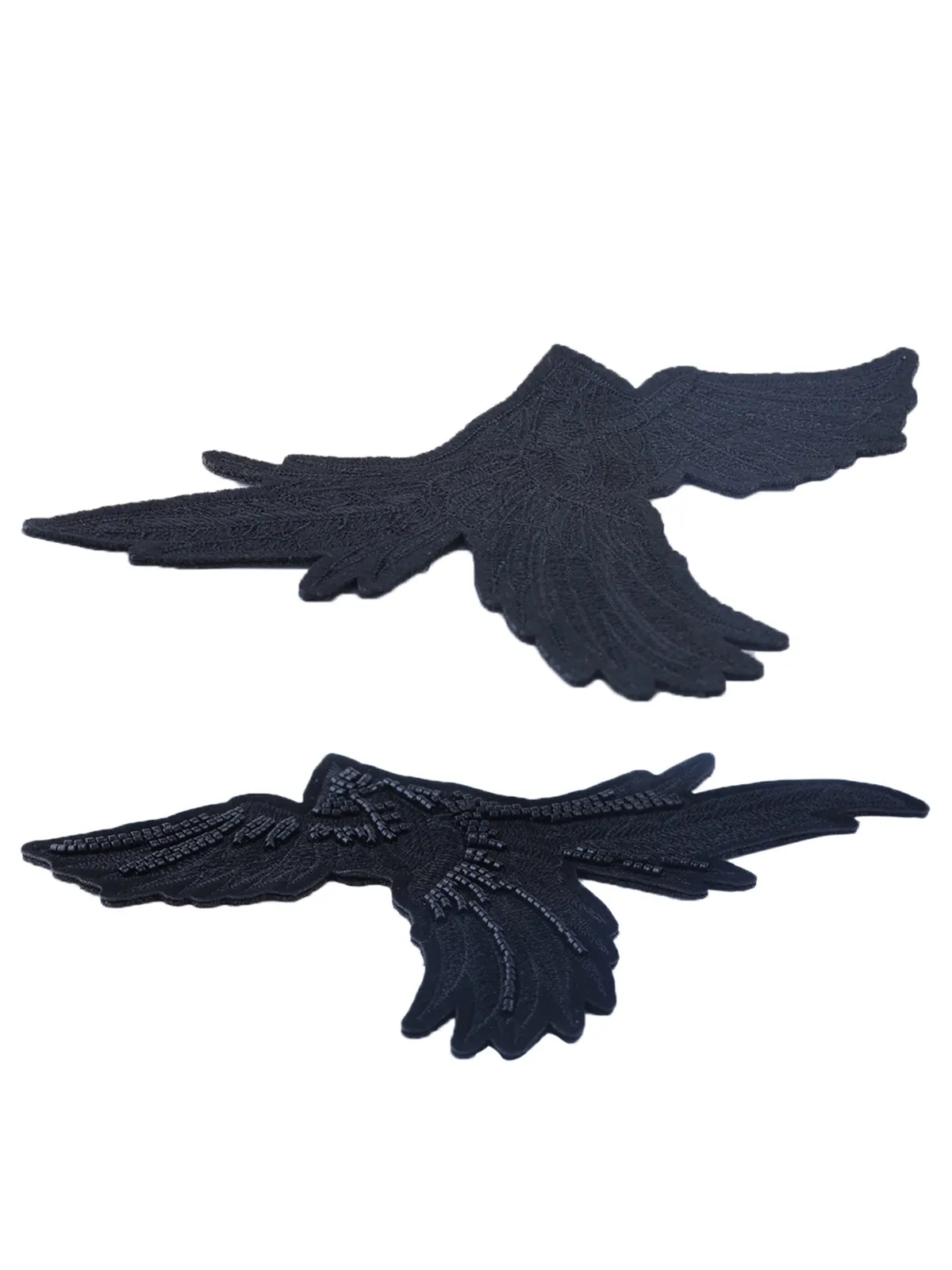 Embroidered Black Bird Beaded Patch