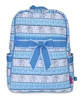 Ever Moda Elephant Quilted Backpack (Teal Blue)