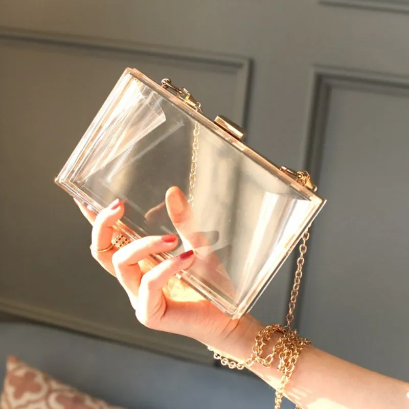 Fancy Rectangular Shaped Handbags with Detachable Chain