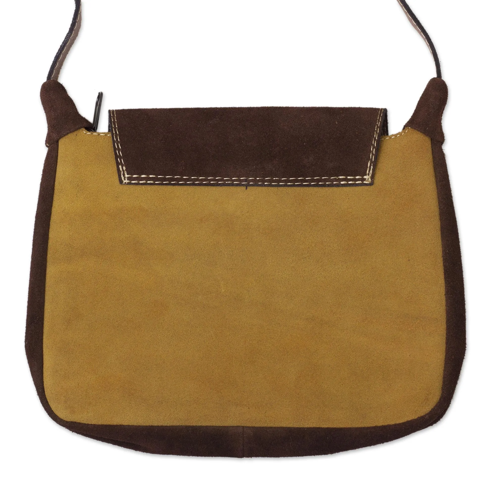 Fun Travels Wool Accented Suede Messenger Bag from Peru