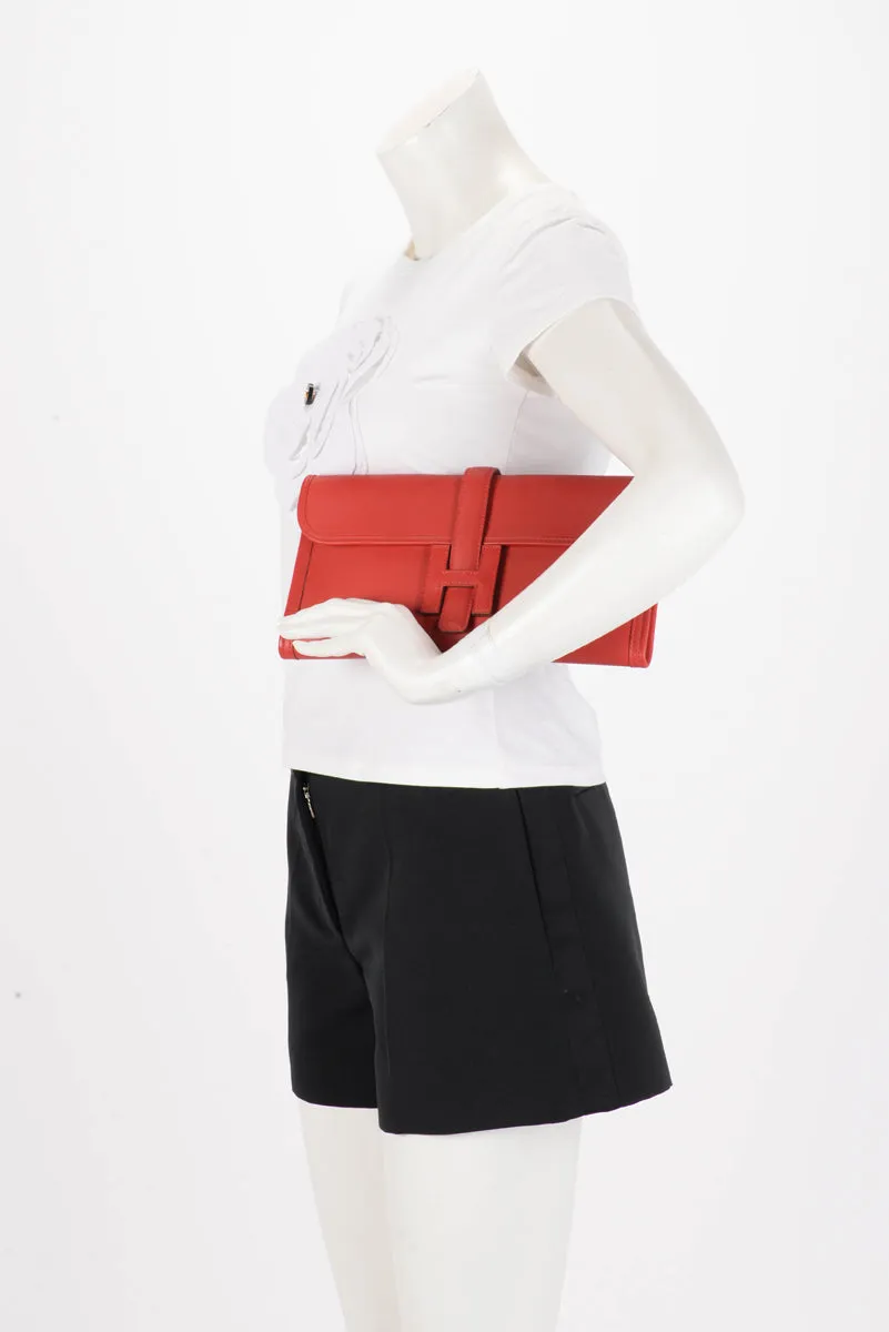 Hermes Rouge Casaque Swift Jige 29 Clutch