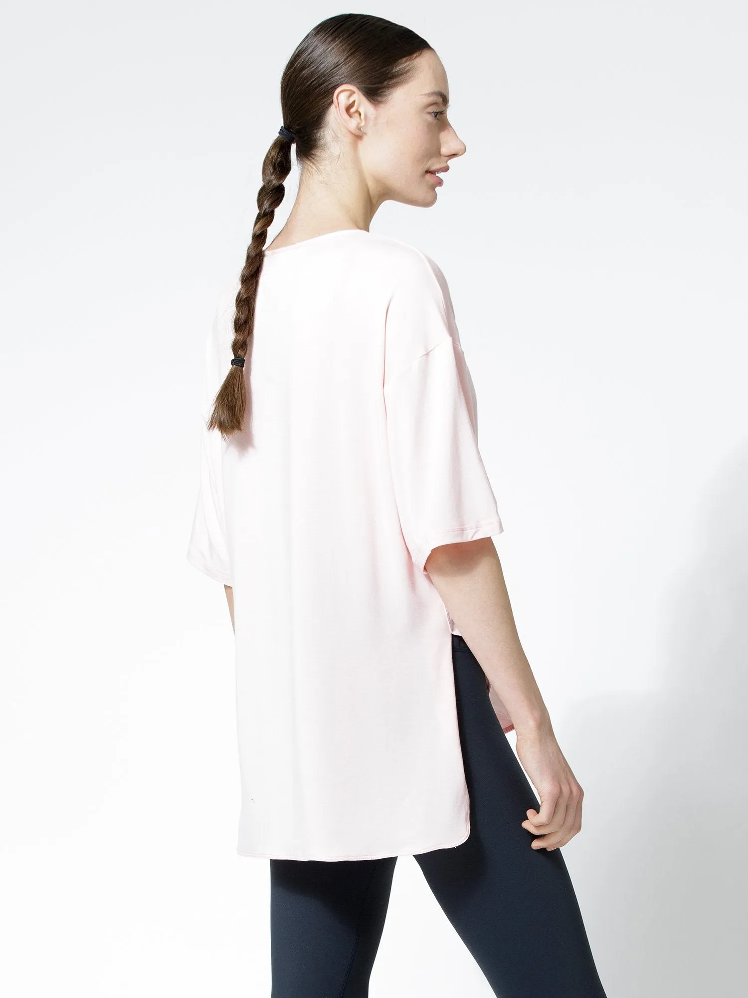 HI LO OVERSIZE TEE, BALLET PINK