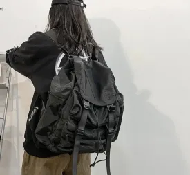 Korean Trendy Ins Streetwear Backpacks Casual Punk Drawstring Rucksacks New High-capacity Solid Schoolbags Men Women Travel Bags