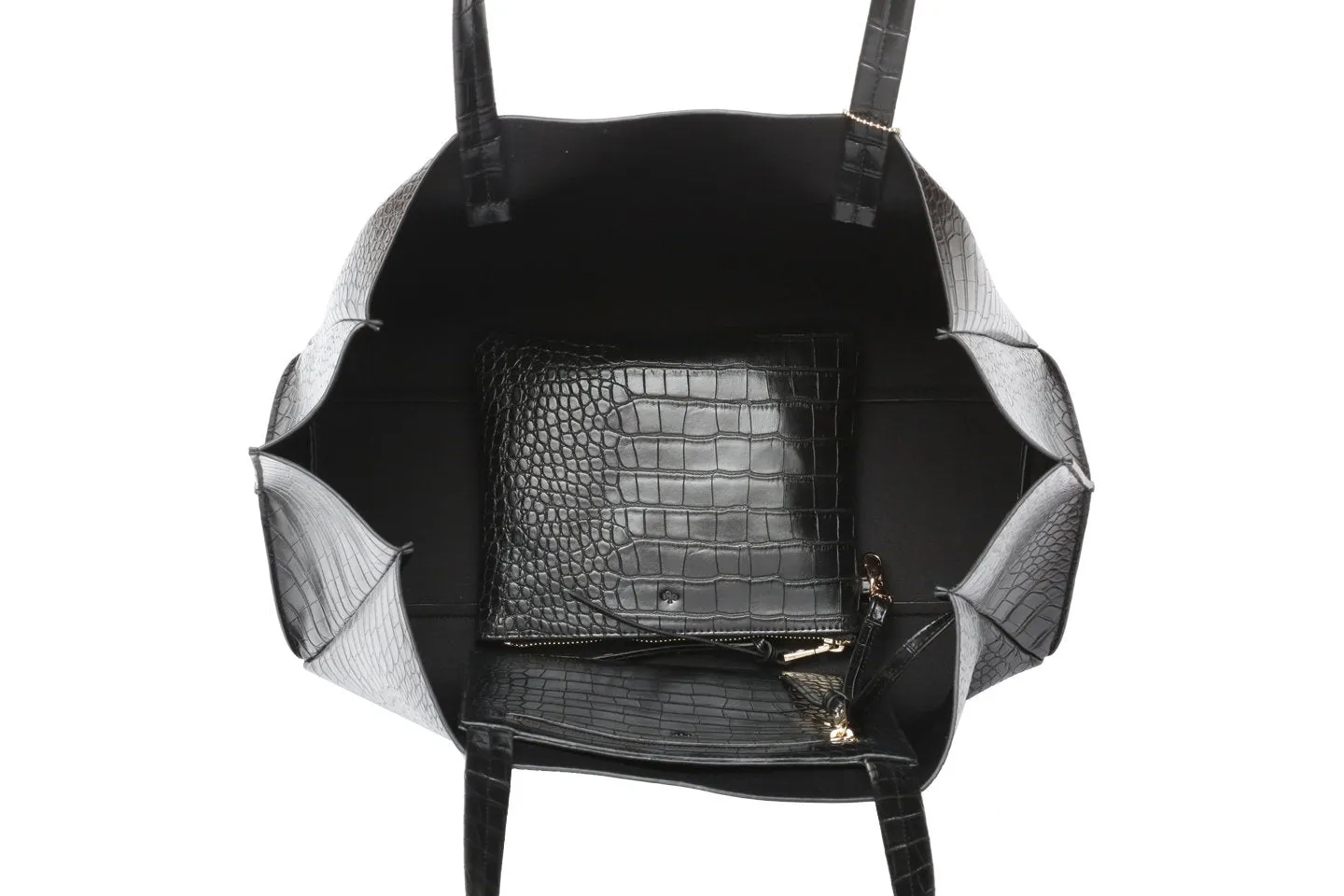 Large Tote (Black Croc Effect)