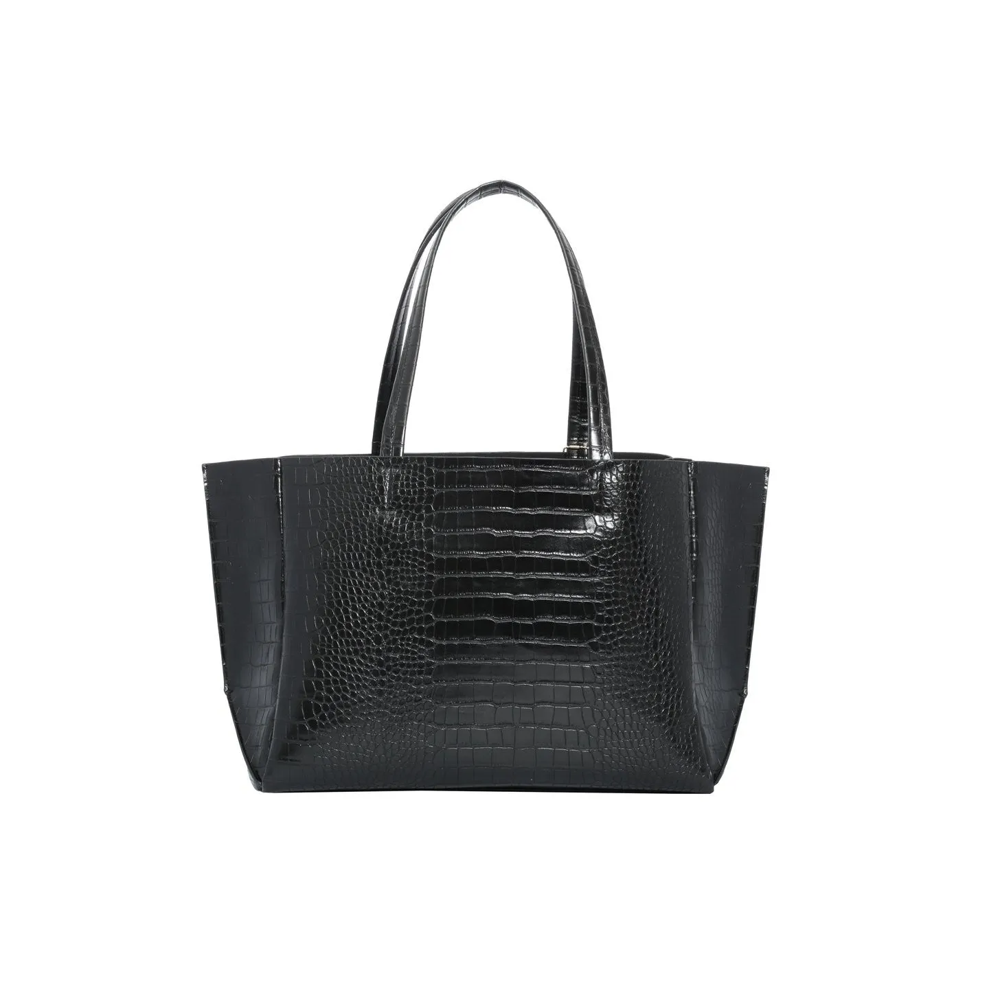 Large Tote (Black Croc Effect)