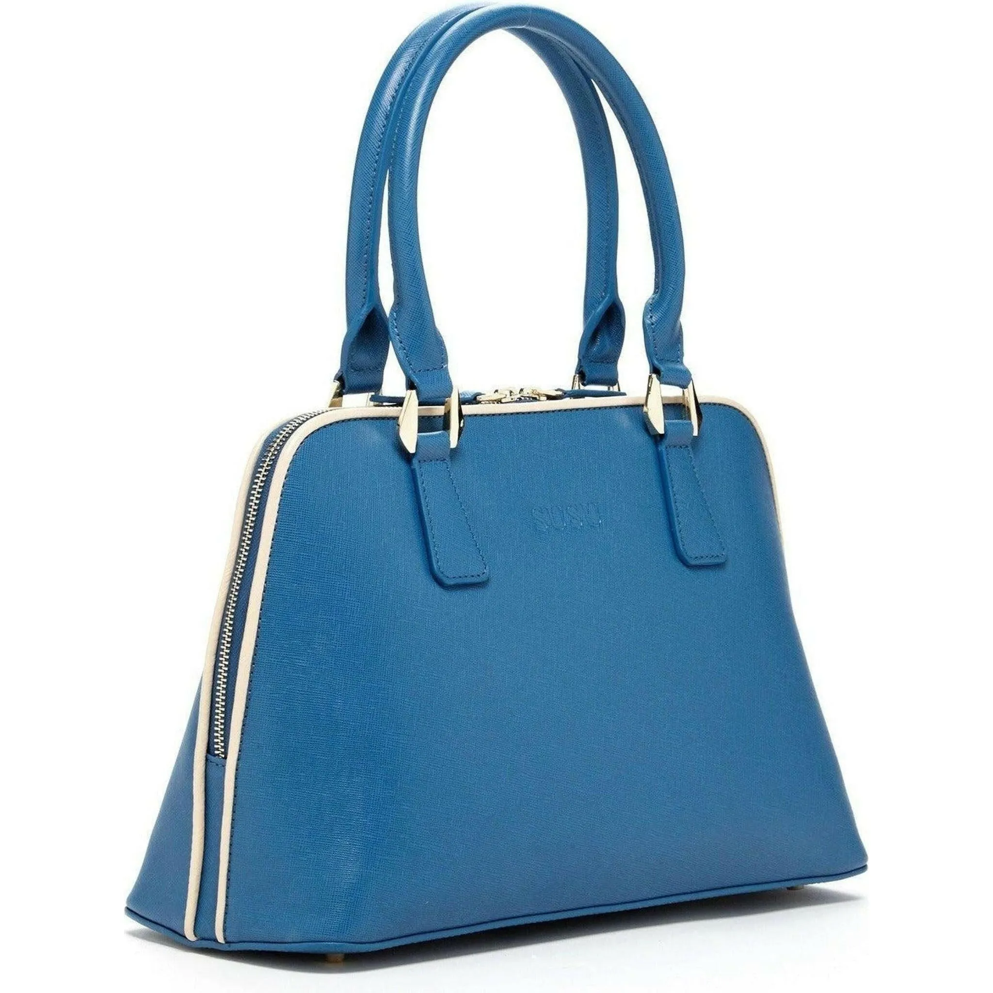 Melissa Saffiano Leather Satchel Bag in Blue