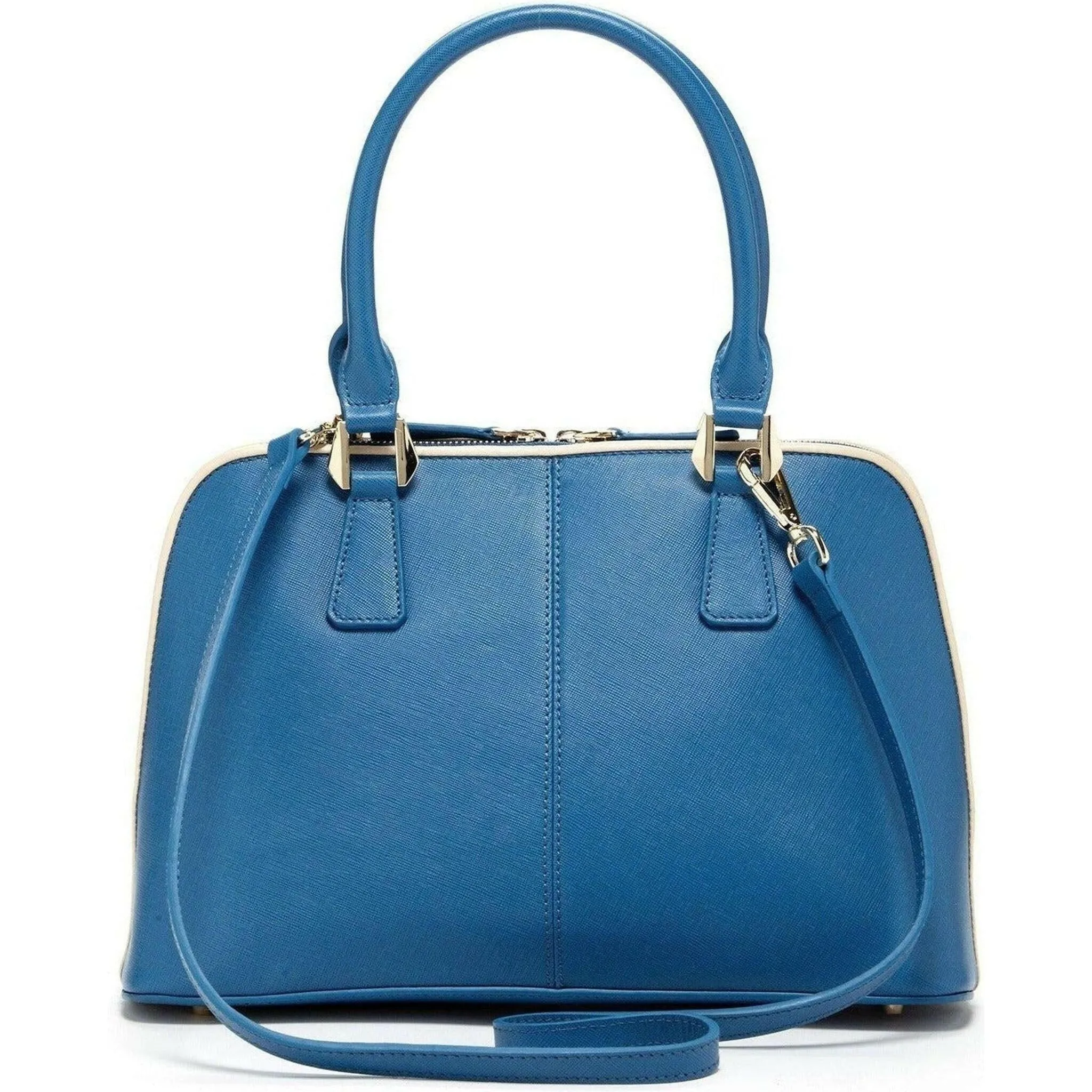 Melissa Saffiano Leather Satchel Bag in Blue