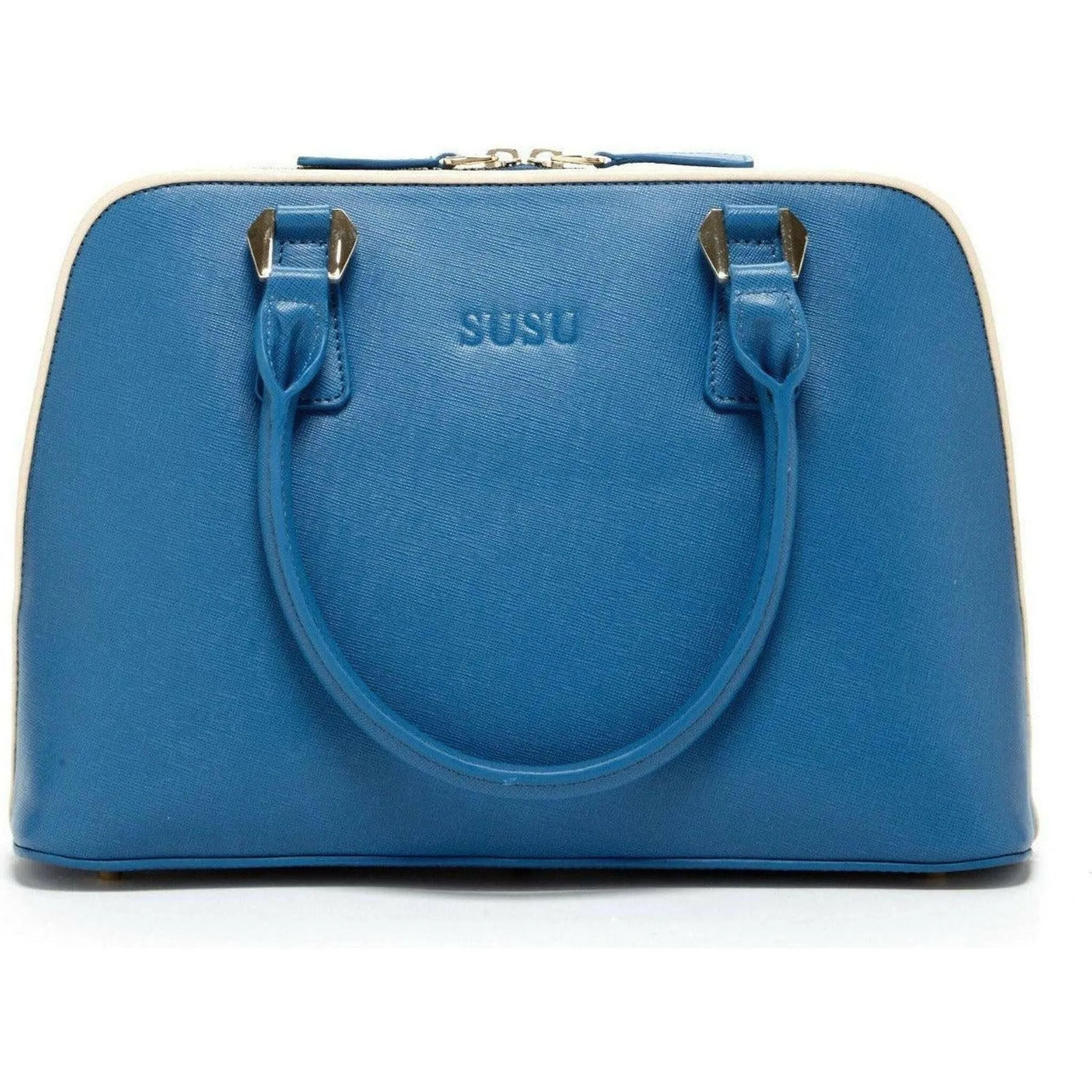 Melissa Saffiano Leather Satchel Bag in Blue