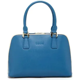 Melissa Saffiano Leather Satchel Bag in Blue