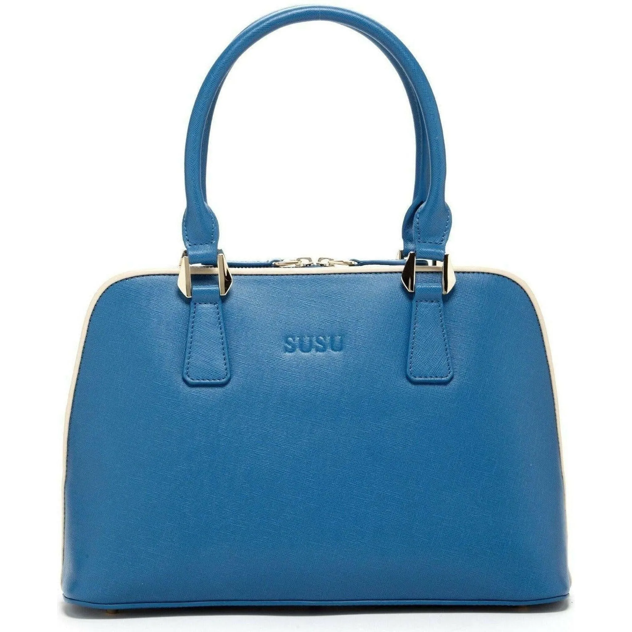 Melissa Saffiano Leather Satchel Bag in Blue